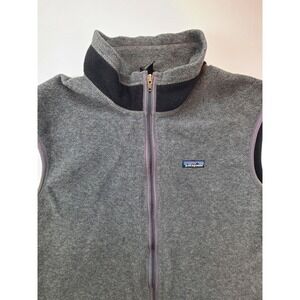 Patagonia Fleece Vest Gray Black Green Zip Up Made in USA Mens XL
